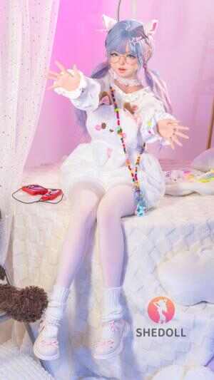 SHEDOLL ヤオヤオ 145cm 爆乳Gカップ 猫耳ツインテール眼鏡娘｜純白ロリータ着衣+ニーソ｜植毛･口腔チャネル･1:1複製｜メロウ体験/二次元嫁